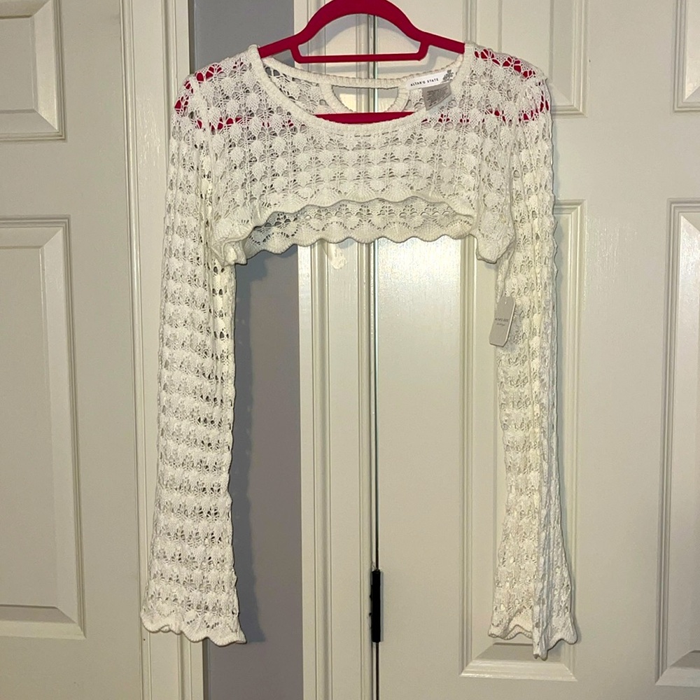 Ivory Crochet shoulder sweater